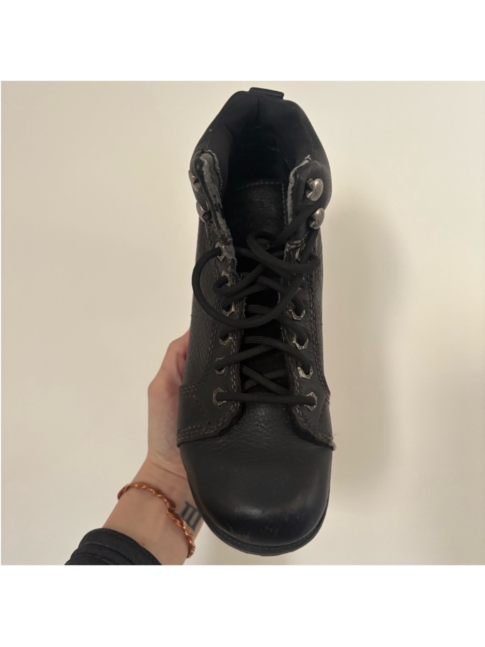 HARLEY-DAVIDSON Black Ladies Lace Up Ankle Boots Size 8.5 - Picture 13 of 16